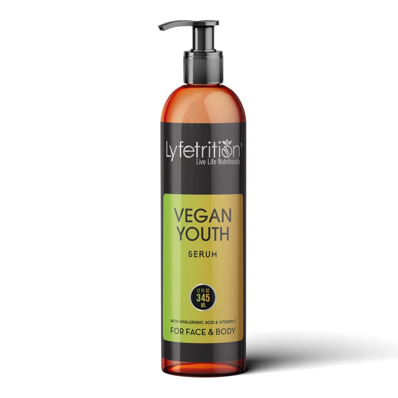 Lyfetrition Vegan Youth  12 Fl oz Large Bottle  AntiAging And Wrinkle Serum  Skin and Face Formula